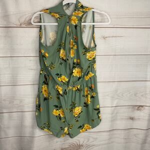 J For Justify Green Floral Print Zipper Front Romper Size XL